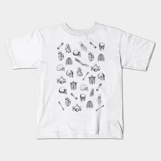 Anatomical Pattern • Vintage Illustrations Kids T-Shirt by Rike Mayer